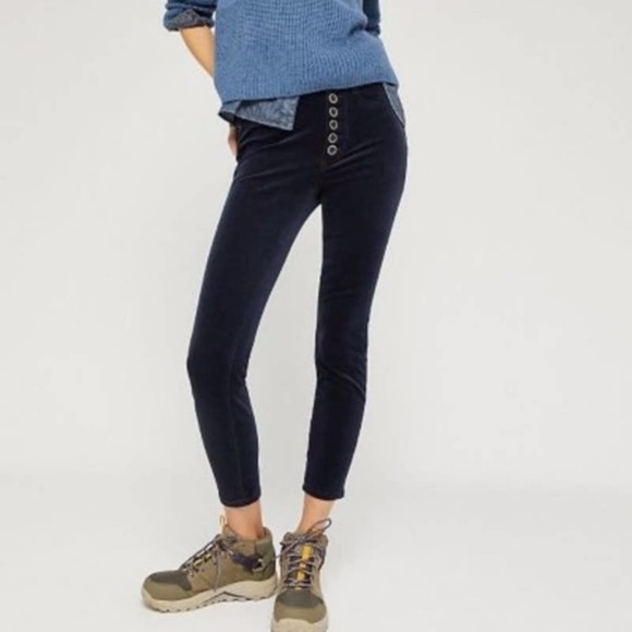 Anthropologie | Pilcro High Rise Skinny Womens Size 27 Navy Blue Corduroy - Picture 1 of 11
